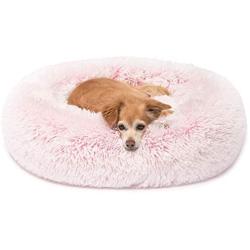 Friends Forever Donut Cat Bed, Faux Fur Dog Beds for Medium Small Dogs - Self Warming Indoor Round Pillow Cuddle