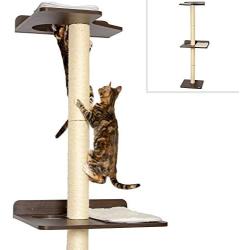 PetFusion Ultimate Cat Climbing Tower & Activity Tree. (24 x 20.8 x 76.8 inches (lwh) Tall Sisal Scratching Posts, Modern Wall Mounted cat Furniture, Espresso Finish). 1 Year Manufacturer Warranty