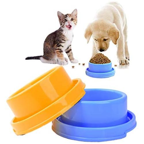 2pcs Dog Bowls Pet Cat Puppy Food Bowls Plastic Round No Spill Water Food Feeder Dish Colorful Feeding Eating Bowls