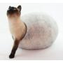 Kivikis Cat Bed, House, Cave, Nap Cocoon, Igloo, 100% Handmade from Sheep Wool (XL 17-26 pounds cat, Snow White)