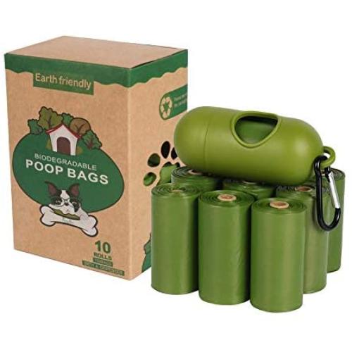 Degradable and Compostable Dog Poop Bags, Easy to Carry,Super Leak-Proof Function, 10 Rolls Per Box, 15 Per Roll, and a Dog Waste Bags Dispenser as a Gift