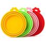 Pet Portable Silicone Dog Cat Canned Lid Pet Food Cover Storage Fresh-Keeping Lids (Color : Orange)