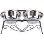 CICO Pet Feeder for Dog Cat, Stainless Steel Food and Water Bowls with Iron Stand
