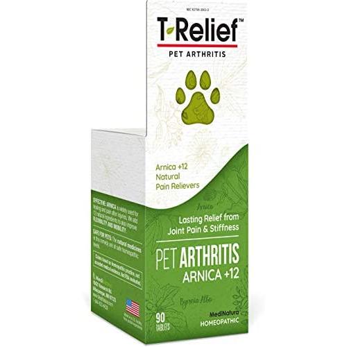 MediNatura T-Relief Pet Arthritis Pain with Arnica + 12 Active Pain Relievers - 90 Tablets