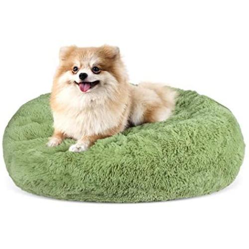 JOEJOY Calming Dog Bed for Small Medium Large Dogs,Orthopedic Round Bed ,Soft Faux Fur Donut Cuddler Puppy Bed ,Short Plush Anti Anxiety Dog Cushion,Sleeping Pet Bed,Machine Washable (20/23 inch)