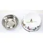 Sweet Pet Home 5.5'' Inch Diameter White with Butterflies Round Double Aluminum Dog Bowl with Rubber Rim Sweet Pet Home 5.5'' Inch Diameter White with Butterflies Round Double Aluminum Dog Bowl with Rubber Rim