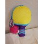 Bark Team Table Tennis Paddle Ball Plush Squeaky Dog Toy - for Medium-Large Dogs