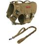 OneTigris Large Tactical Dog Harness and Dog Leash Set, No Pulling Adjustable Dog Vest Harness, Heavy Duty Dog Harness with Handle(Coyote Brown,M)
