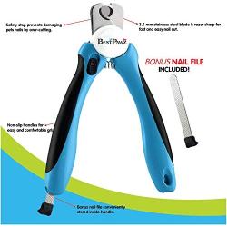 Cat & Dog Nail Clippers & Trimmers with Safety Guards – Avoid Over Cutting of Nails – Professional Pet Claw Trimmer with Ultra Sharp Stainless Steel Blades & Non Slip Handles – Free Nail File