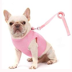 MrLYouth No-Pull Adjustable Pet Vest with Handle,Step in Dog Breathable Vest Harness for Small Medium Size Dog for Outdoor Walking,Pink