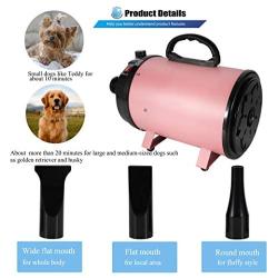 NEWTRY Dog Dryer Hair Force Dryer Stepless Adjustable Speed Temperature High Velocity Dog Cat Hair Dryer Professional Pet Grooming Blower 2000W/3.2HP Reduce Noise Heat Insulation (Pink)