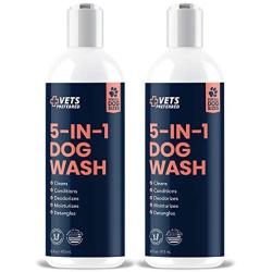 Vets Preferred Oatmeal Dog Shampoo for Dogs - 5 in 1 Pet Shampoo for Dogs & Puppy Shampoo for Dogs Over 12 Weeks, Hypoallergenic Dog Shampoo with Coconut, Oatmeal, & Aloe (16oz) - 2-Pack