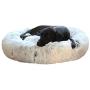 Richgra Donut Pet Beds, Cuddler Round Dog Bed, Faux Fur Ped Beds for Cat and Small Dog, Cozy Cat Cushion Bed, Improved Sleep Self Warming Indoor Round Dog and Cat Bed (23”x 23”, Grey)
