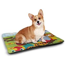 DayDayFun Kids Pet Mat Cartoon Crocodile Sporty Muscular Manly Alligator Villian Image Print Pet Mats for Food and Water Jade Green and Blue