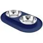 Flexzion Double Dog Bowl Feeding Station, Skid Proof Silicone Base with Spill Proof Raised Lip & Two 12oz Stainless Steel Bowls for Food and Water, Ideal for Small to Medium Size Dogs Cats Pet Flexzion Double Dog Bowl Feeding Station, Skid Proof Silicone Base with Spill Proof Raised Lip & Two 12oz Stainless Steel Bowls for Food and Water, Ideal for Small to Medium Size Dogs Cats Pet
