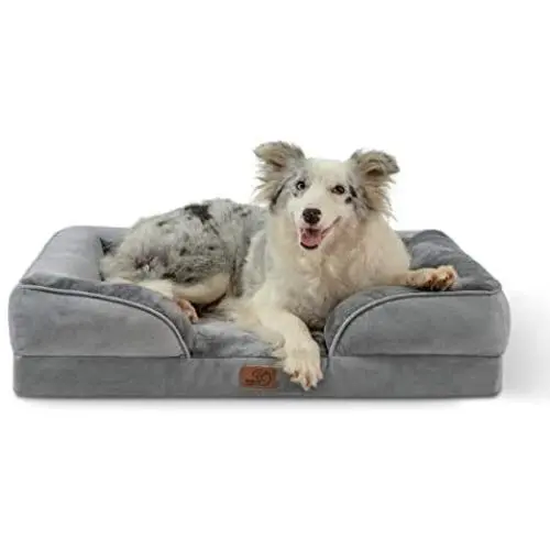 Bedsure Large Orthopedic Dog Bed, Bolster Dog Beds for Large Dogs - Foam Sofa with Removable Washable Cover, Waterproof Lining and Nonskid Bottom Couch