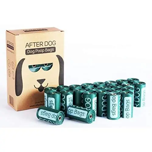 After Dog Unscented Dog Poop Bags For Pet Waste, Extra Thick and Strong Poop Bags for Dogs, Leak-Proof, Biodegradable,24 rolls/360 Counts,15 Doggy Bags Per Roll, Each Dog Poop Bag Measures 9 x 13in