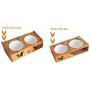 Lepet Elevated Dog Cat Bowls, Raised Pet Feeder Solid Bamboo Stand Perfect for Cats and Small Dogs (4 Bowls Incline)
