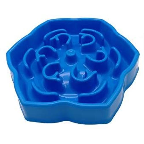 ROFTEK Food Bowl Stop Bloat Cat Slow Down Feeding Dog Hunting No Chock Feed Pet Bowl Slow Feeder Dog Bowl (Blue 3)