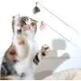 ocijf179 Cat Teaser Pet Cat Kitten Teaser Bell Feather Playing Steel Wire Stick Wand Interactive Toy - Grey