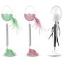 ocijf179 Cat Spring Ball Toy Tumbler Swinging Spring Ball Flash Teasing Toy with Bell Feather Cat Pet Toy - Green
