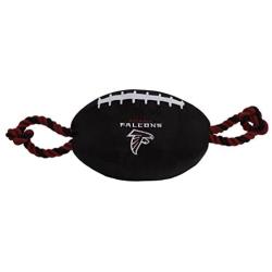 NFL ATLANTA FALCONS Football Dog Toy, Tough Nylon Quality Materials with Strong Pull Ropes & inner SQUEAKER in NFL Team Color