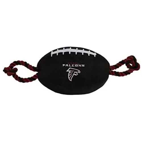 NFL ATLANTA FALCONS Football Dog Toy, Tough Nylon Quality Materials with Strong Pull Ropes & inner SQUEAKER in NFL Team Color NFL ATLANTA FALCONS Football Dog Toy, Tough Nylon Quality Materials with Strong Pull Ropes & inner SQUEAKER in NFL Team Color