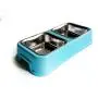 Stainless Steel Pet Dog Cat Double Food Bowl Water Dish with Separate Antiskid Stand,Easy Clean