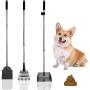 EXPAWLORER Pet Poop Tray, Rake and Spade Set - 3 Pack Pooper Scooper Pet Waste Removal Long Handle Bin with Rake for Dog, Silvery & Gray
