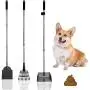 EXPAWLORER Pet Poop Tray, Rake and Spade Set - 3 Pack Pooper Scooper Pet Waste Removal Long Handle Bin with Rake for Dog, Silvery & Gray
