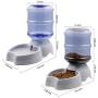 Zcaukya Automatic Cat Feeder and Water Dispenser Set, 1 Gal x 2 Gravity Dog Water Fountain Pet Food Feeder