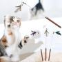 ocijf179 Cat Teaser Pet Cat Kitten Teaser Beads Bell Feather Playing Steel Wire Stick Wand Chew Toy - Green