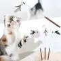 ocijf179 Cat Teaser Pet Cat Kitten Teaser Beads Bell Feather Playing Steel Wire Stick Wand Chew Toy - Green