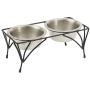 PetRageous 12112SS Moon Metal Non Slip Dog Diner, Black, 3.5-Cup Capacity, Two Dishwasher Safe Bowls, 6.10-Inch Tall Feeder, for Medium and Large Dogs and Cats