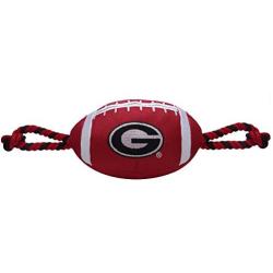 Pets First NCAA Georgia Bulldogs Football Dog Toy, Tough Quality Nylon Materials, Strong Pull Ropes, Inner Squeaker, Collegiate Team Color