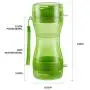 MERRYLIFE Travel Water Bottle Food Container Portable 2 in 1 Water and Food Dispenser Leak Proof Cats Small Pets Feeding Supplier for Outdoor Walking Hiking Travelling Trips (Green))