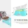 MILIFUN Elevated Double Cat Dog Bowls, Pet Food Water Bowl with 15°Tilted Raised, Pet Feeding Bowl for Cats and Small Dogs Blue