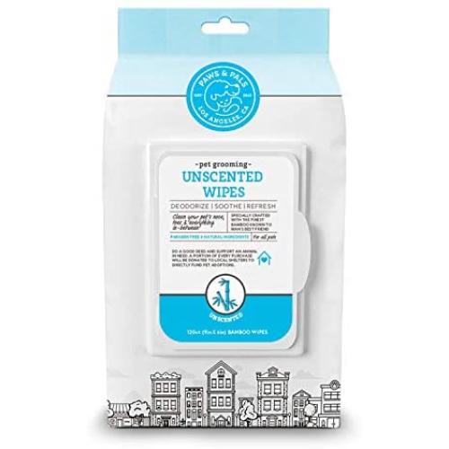Pet Grooming Wipes for Dogs & Cats (Pack of 120) Fragrance-Free, Cleans, Deodorizes & Hypo-Allergenic