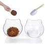 Hkapps Cat Double Food Bowl Pet Food Bowl with Stand,15° Tilted Platform, Reduce Neck Pain Perfect for Small Dog and Cat (Transparent)