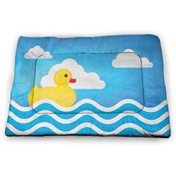 Rubber Duck Patterned Pet Pad Fun Baby Duckies Circle Artsy Pattern Kids Bath Toys Bubbles Animal Print pet Bed Warmer Pink and Yellow