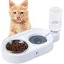 Double Dog Cat Bowls, 2 in 1 Premium Pets Water and Food Bowl Set, Non Slip Anti Spill Stable Separation Design with Automatic Water Dispenser, Pet Food Feeder for Cat/Small Dog