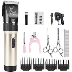 Bojafa Dog Grooming Clippers Kit Cordless Professional Low Noise Quiet Pet Clippers Rechargeable for Dogs Cats Hair Clippers Shaver Dogs Grooming Kit Set