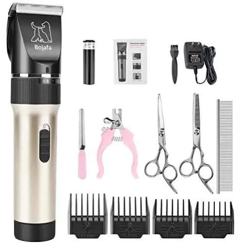 Bojafa Dog Grooming Clippers Kit Cordless Professional Low Noise Quiet Pet Clippers Rechargeable for Dogs Cats Hair Clippers Shaver Dogs Grooming Kit Set Bojafa Dog Grooming Clippers Kit Cordless Professional Low Noise Quiet Pet Clippers Rechargeable for Dogs Cats Hair Clippers Shaver Dogs Grooming Kit Set
