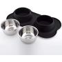 Stella-Lou Dog Bowls & Mat Set - 2 Removable Stainless Steel Bowls Set in a No Mess, No Spill, Non Skid, Silicone Mat. Food & Water Bowls for Dogs or Cats.