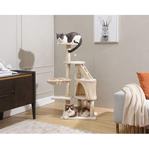 Sanfant New Designed Style Cat Tree with Multi-Functional Installation Hammock and Ladder for Fun (47, Inch)
