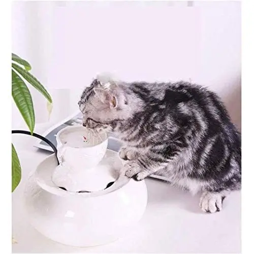 Pet Water Dispenser Smart Ceramic Pet Cat Water Fountain Drinking Dispenser, 1.5L Pets Automatic Fountain Replacement Carbon Filter Cotton Ultra Silent Healthy and Hygienic for Dogs Cats Pet Feeder