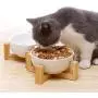 QINYUAN Cat Bowl, Cute Dog Food Water Feeder Pet Puppy Ceramic Drinking Dish with Wooden Rack Non-Slip Tableware Feeding Supply Accessorie QINYUAN Cat Bowl, Cute Dog Food Water Feeder Pet Puppy Ceramic Drinking Dish with Wooden Rack Non-Slip Tableware Feeding Supply Accessorie