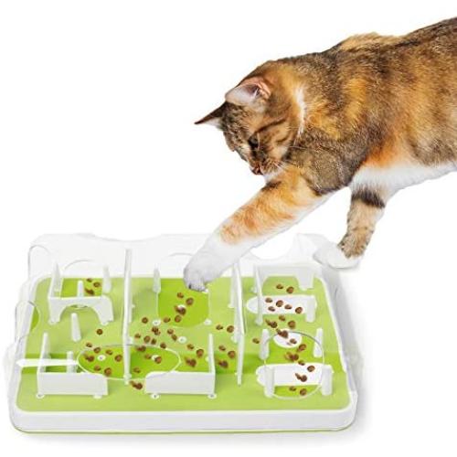 All for Paws Interactive Puzzle Cat Feeder, Treat Maze Toy for Cats