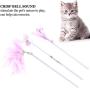 Cat Wand Toys, Feather Non‑Toxic Cat Teaser Stick, Durable Pink 3Pcs Pet Teaser Toy with Crisp Bell for Funny Cat Cat Play