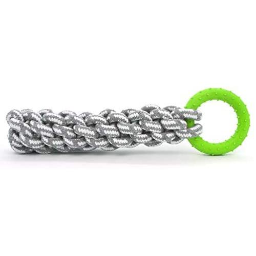 Best Pet Supplies Rubber Ring with Cotton Rope Dog Toy – Interactive Rope Chew Toy for Puppies and Moderate Chewers, Perfect for Fetch or Tug-O-War